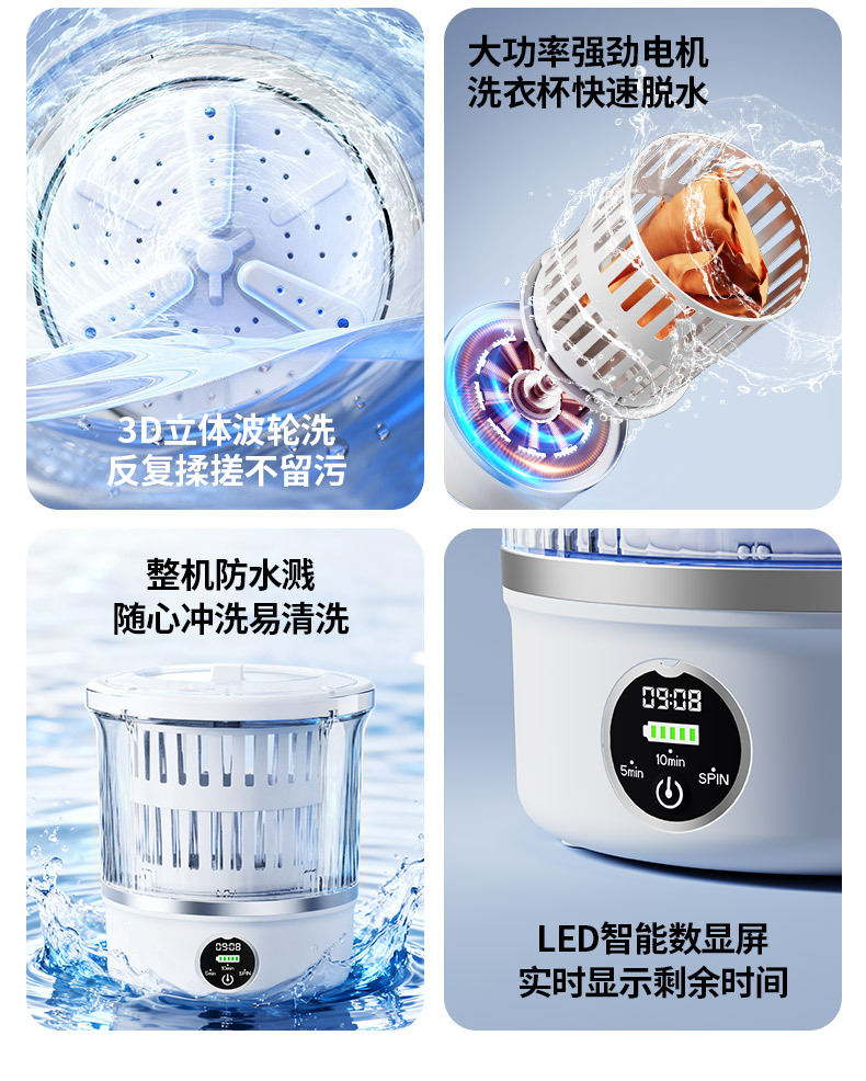 Мини-стиральная машина для сушки нижнего белья, носков и детских товаров — Портативное устройство для стирки