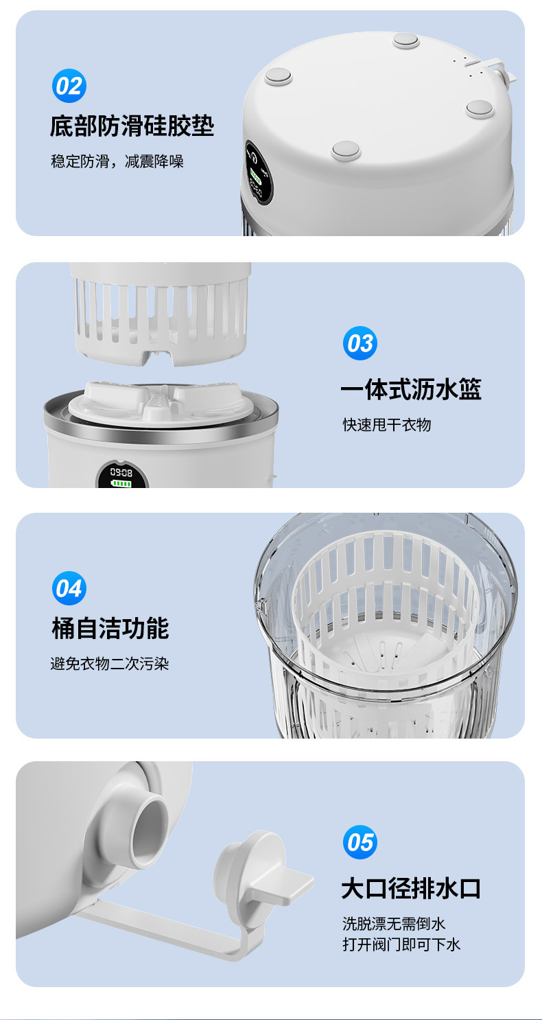 Мини-стиральная машина для сушки нижнего белья, носков и детских товаров — Портативное устройство для стирки