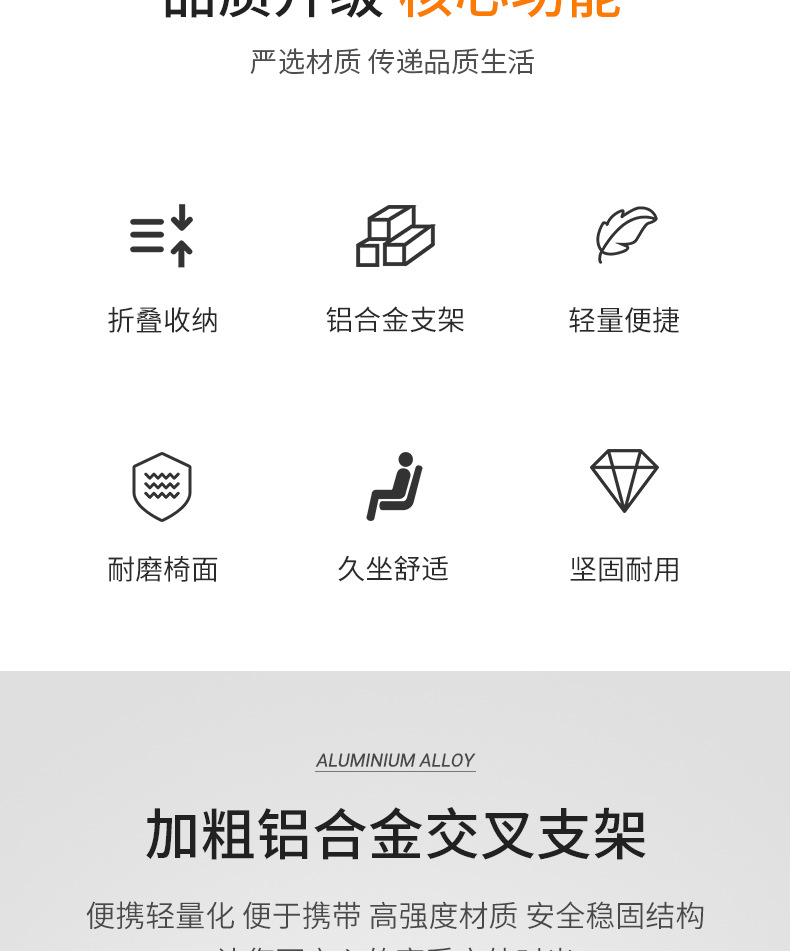 Склад стула KingCamp, с жёсткими подлокотниками из алюминиевого сплава, кресло для рыбалки, удлиненное сиденье, портативный компьютер для похода и использования в офисе.